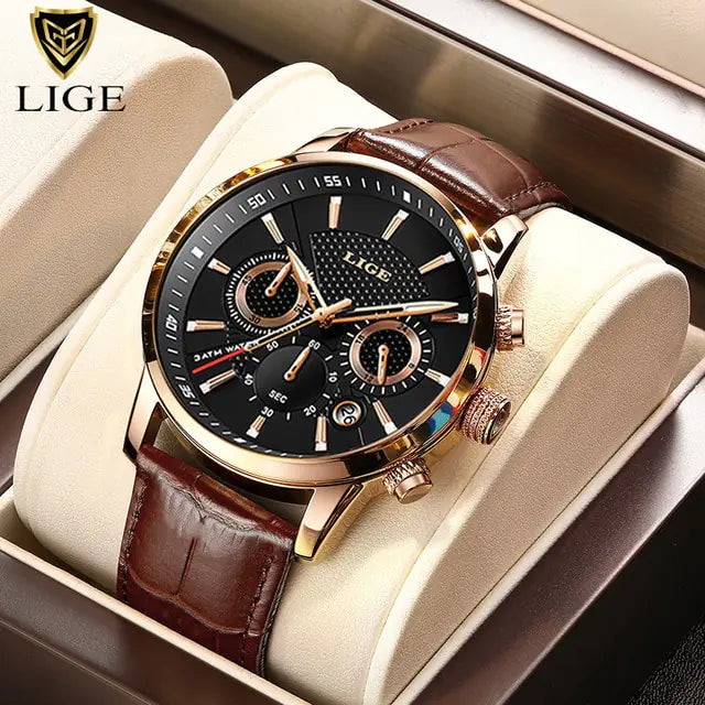 Lige Top Brand leather watch