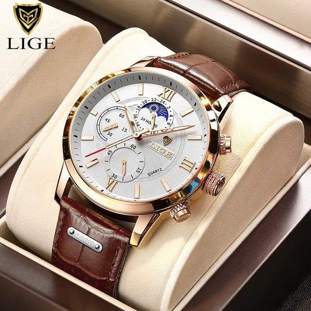 Lige Top Brand leather watch