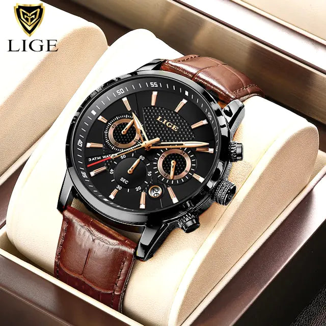 Lige Top Brand leather watch