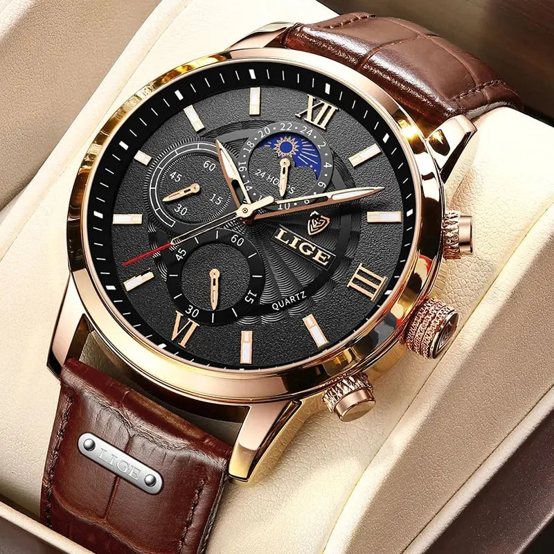 Lige Top Brand leather watch