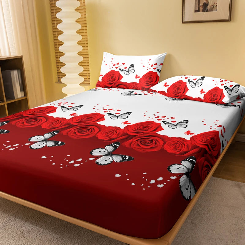 Floral and butterfly sing pattern frosted bedsheet