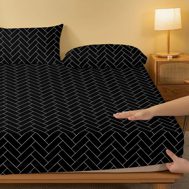 Modern geometry printed matte fitted sheet