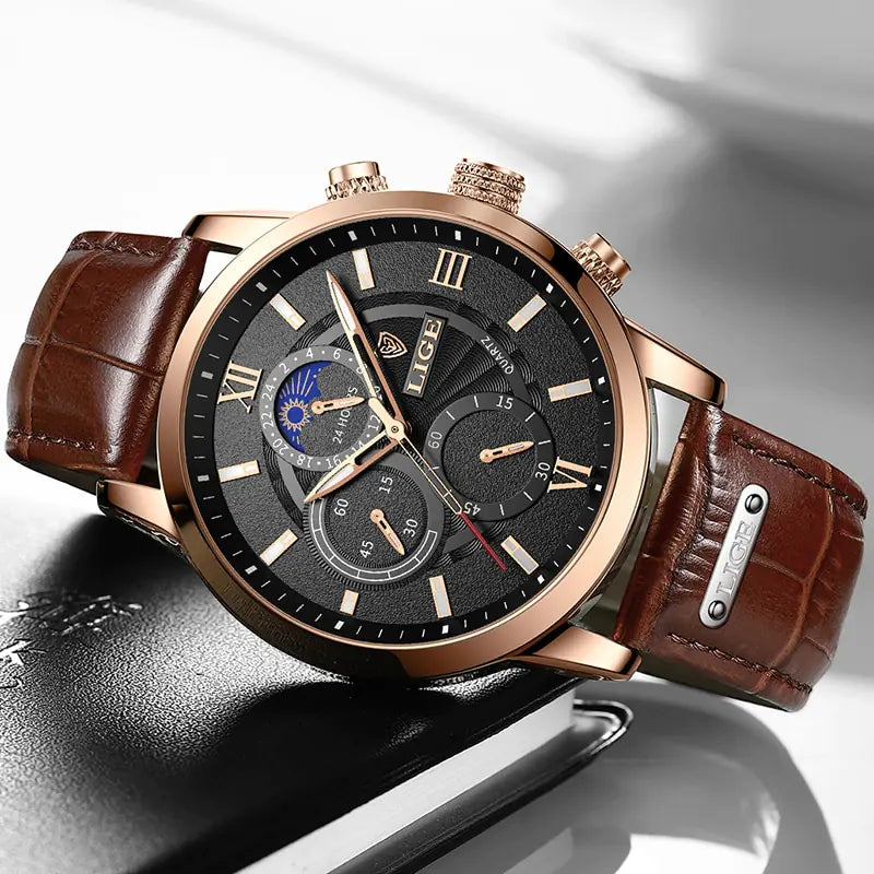 Lige Top Brand leather watch