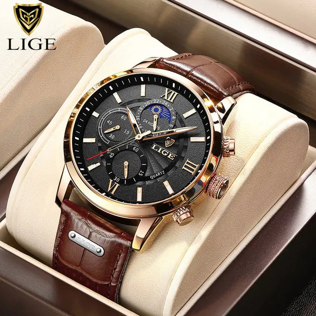 Lige Top Brand leather watch