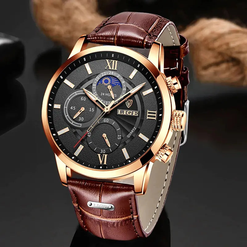 Lige Top Brand leather watch